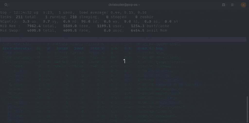 Filter Number of Processes in top command