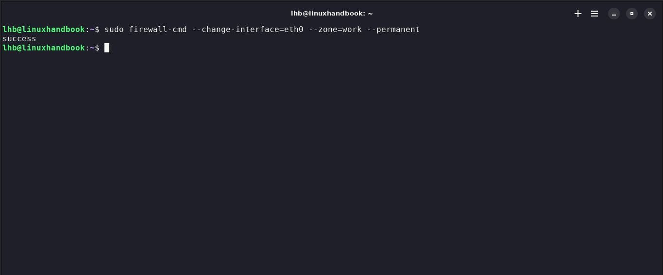 Change the zone of an interface and make the change persistent after reboot