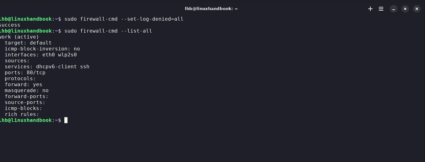 View the currently active rules using the "--list-all" option.