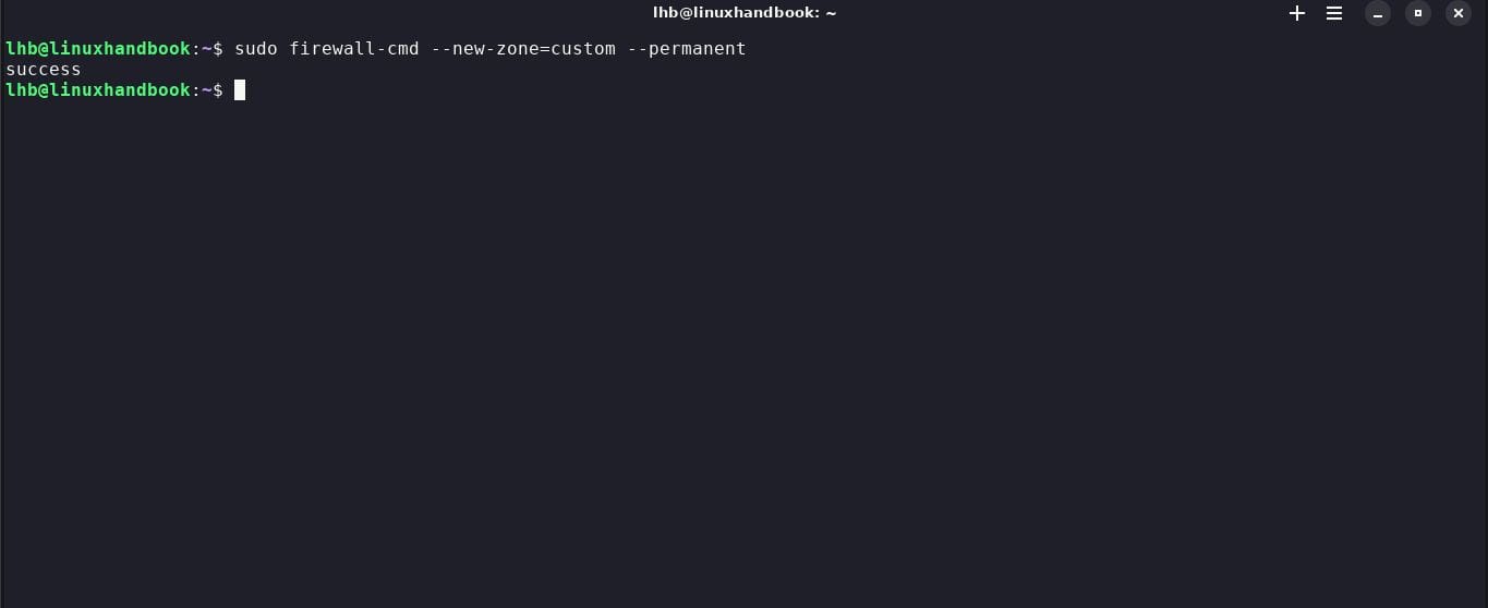Create a new zone called "custom" and make it permanent to avoid the loss of settings on a system reboot