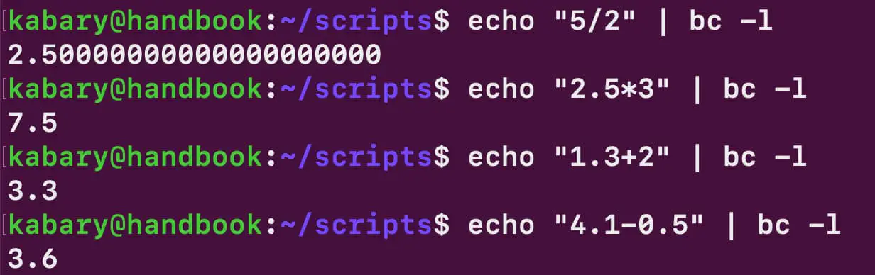 modulo operator in bash script