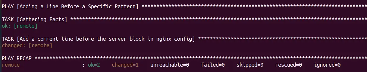 Adding a Line Before a Specific Pattern with Ansible lineinfile module