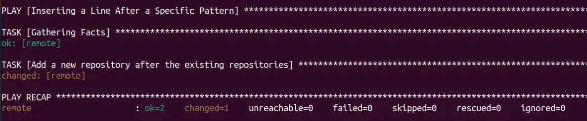 Inserting a Line After a Specific Pattern with Ansible lineinfile module