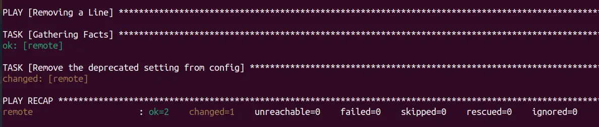 Removing a Line with Ansible lineinfile module