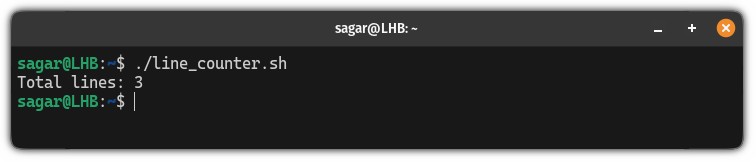 count number of lines in bash using the while loop
