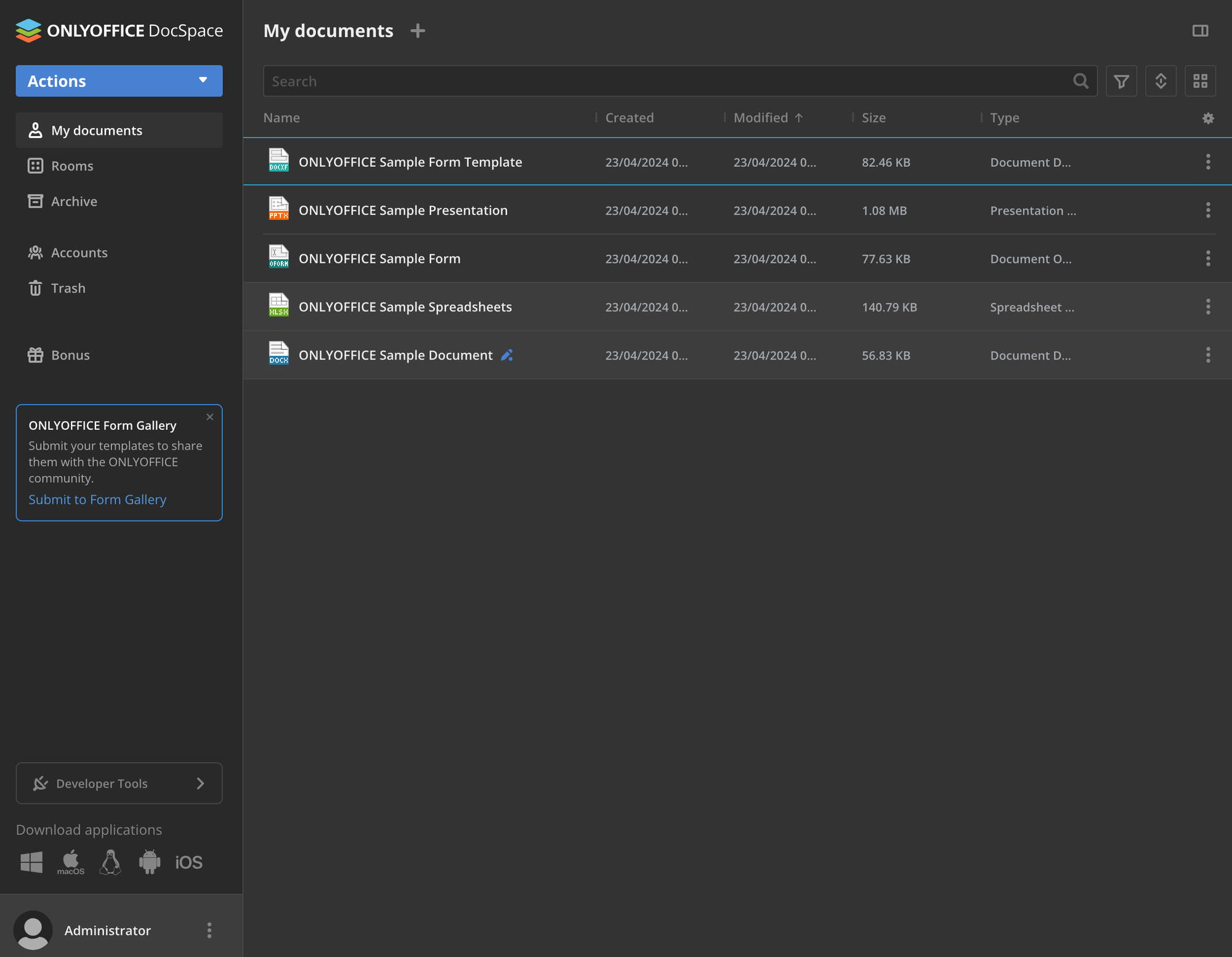 ONLYOFFICE DocSpace interface