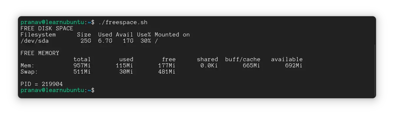Output of the script given above